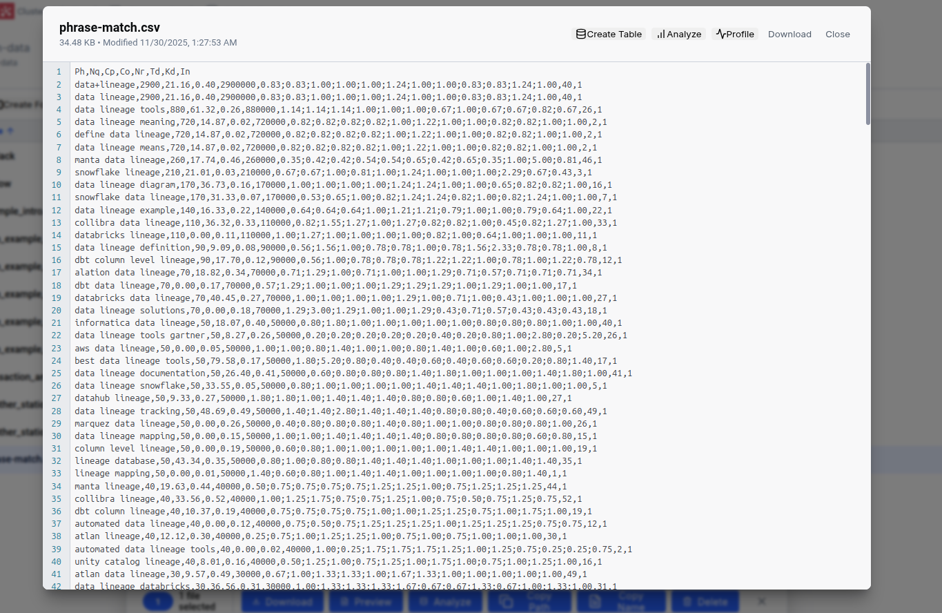 CSV File Preview